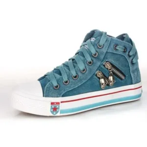 Techshoppy Women Fashion Zipper Metal Skull Decoration Sneakers