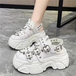 Techshoppy Women Fashion Platform Solid Color Sneakers