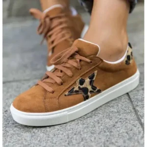 Techshoppy Women Fashion Round Toe Lace-Up Canvas Sneakers