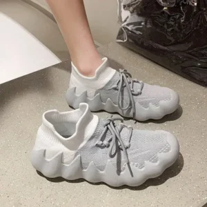 Techshoppy Women Fashion Round ToeWomen Fashion Round Toe Octopus Fly Woven Sneakers Shallow Cut Print Lace Up Flat Sneakers