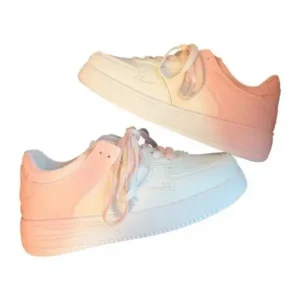 Techshoppy Women Fashion Round Toe Gradient Platform Sneakers