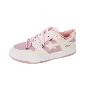 Techshoppy Women Fashion Low Top Flat Retro Sneakers